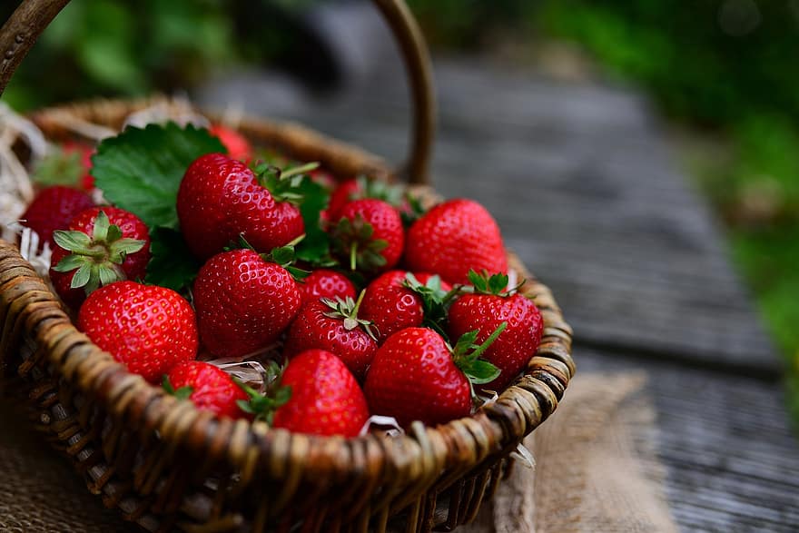 φράουλες, φρούτα, φαγητό, καλάθι, υγιής, ώριμος, θρέψη, βιταμίνες, οργανικός, φύση, καρπός