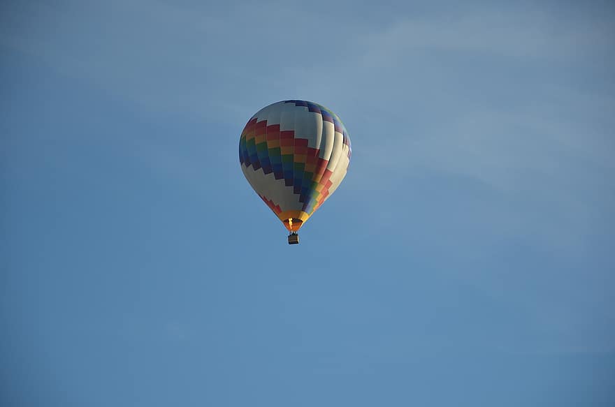 horkovzdušný balón, dom, dobrodružství, cestovat, průzkum, venku, let, rekreace, létající, modrý, přeprava