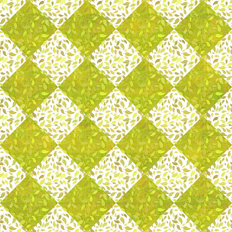 Leaves, Square, Pattern, Seamless, Checkered, Natural, Green, Environment, Nature, Autumn, Fall