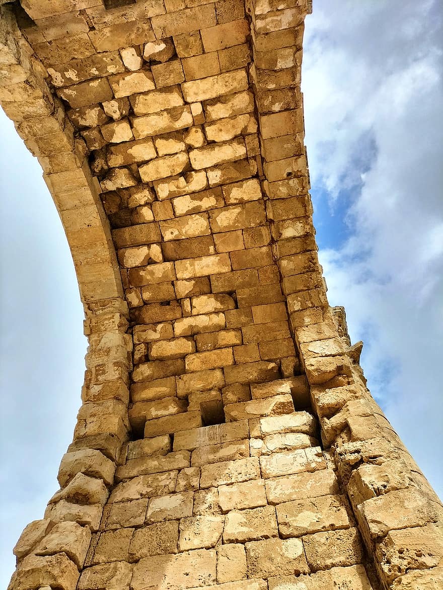 アーク、レンガ、廃墟、建築、ローマ人、構造、古代の、レバノン、古い、歴史、古い破滅