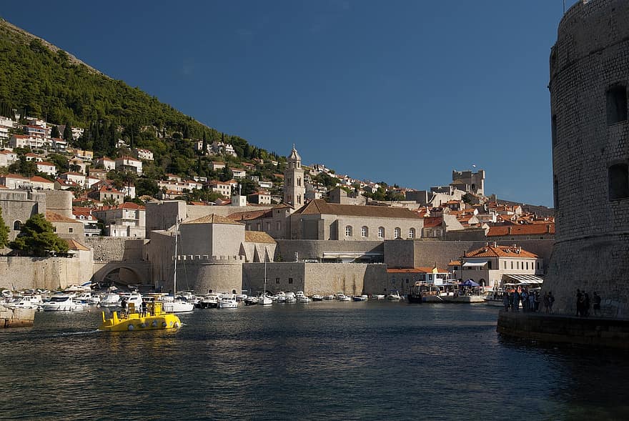 dubrovnik, kroatia, arkitektur, by, Dalmatia, Europa, hav, sommer, landskap, Adriatic, blå