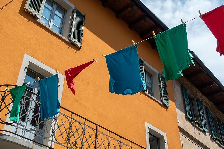 oblečení, sušení vzduchem, prádelna, prádelní šňůru, Dům, lano