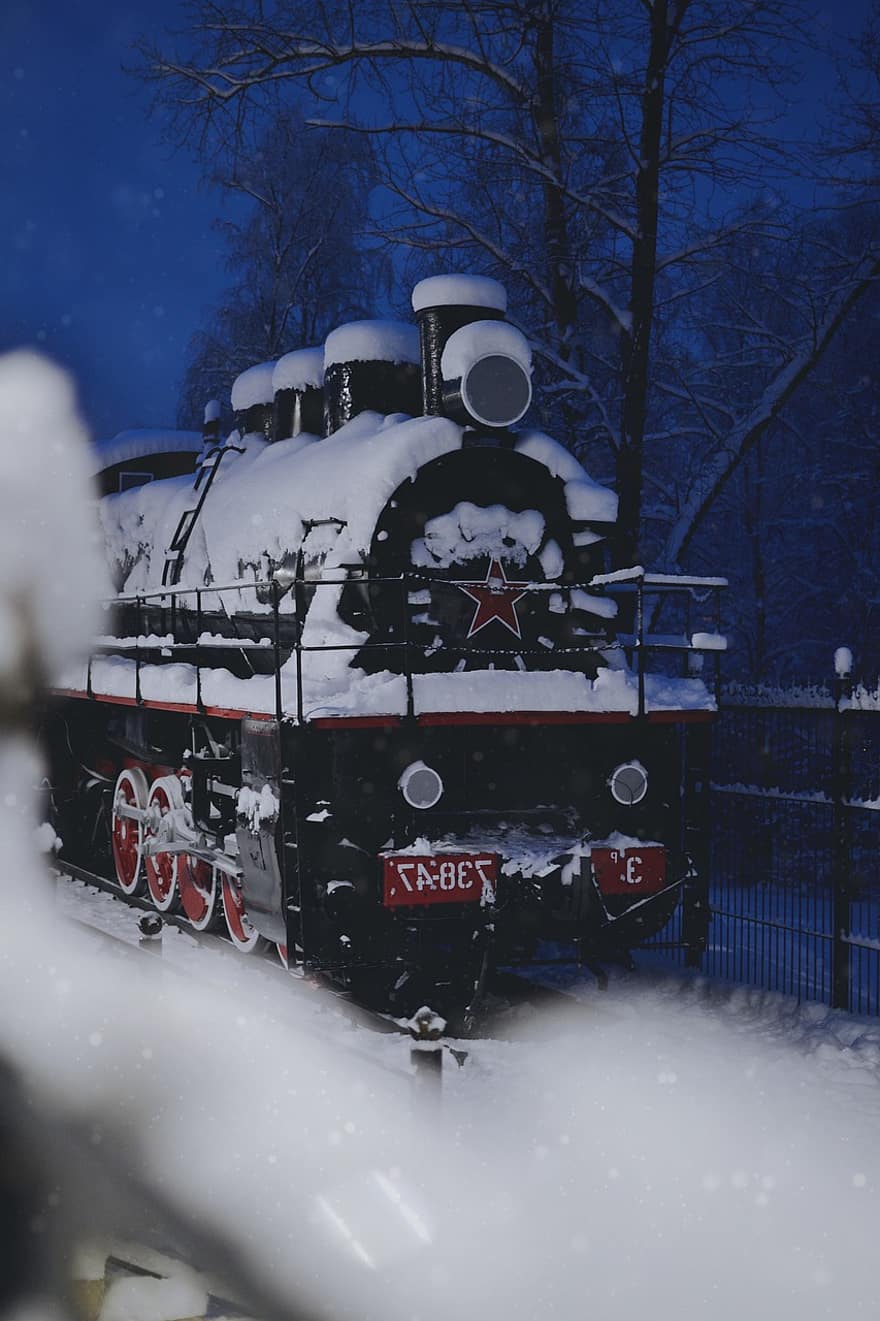 вагон, зима, поезд, снег, транспорт, пар, вид транспорта, паровоз, железнодорожные пути, время года, лес
