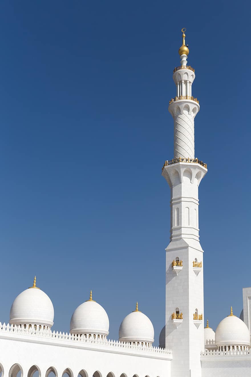 шейх зайед джамия, джамия, арабска архитектура, религия, Абу Даби, минаре, архитектура, известното място, духовност, култури, Рамазан