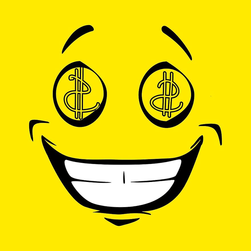 Smiley, Emoticon, Funny, Dollar