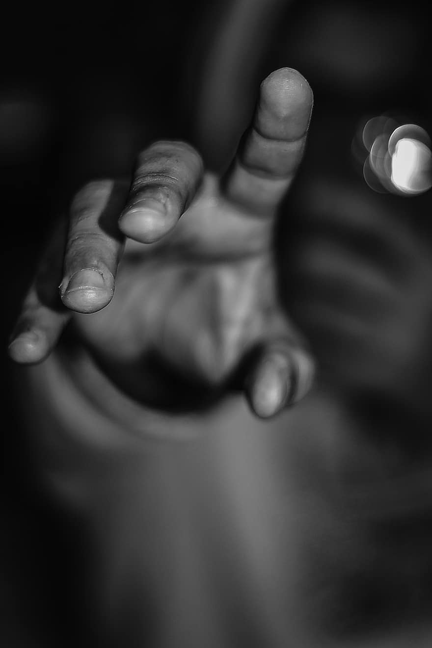 mão, Garoto, Preto e branco, monocromático, dedos, homem