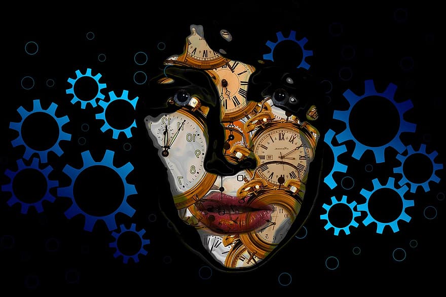 Gears, Woman, Clock, Time, Head, Face, View, Outlook, Watch, Appointment, Time Window