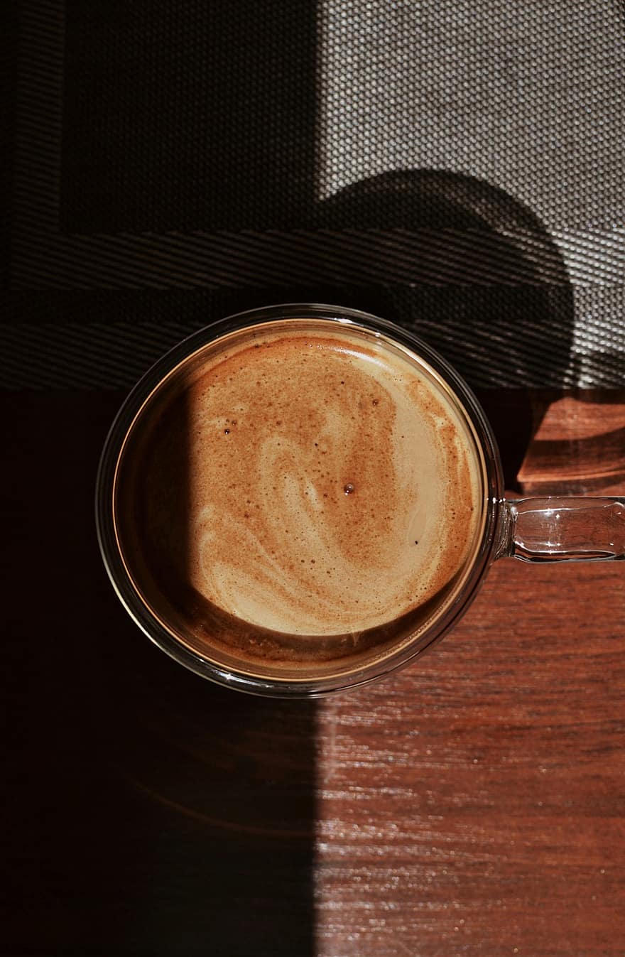 kopi, minum, cangkir, kafein, minuman, cahaya, bayangan