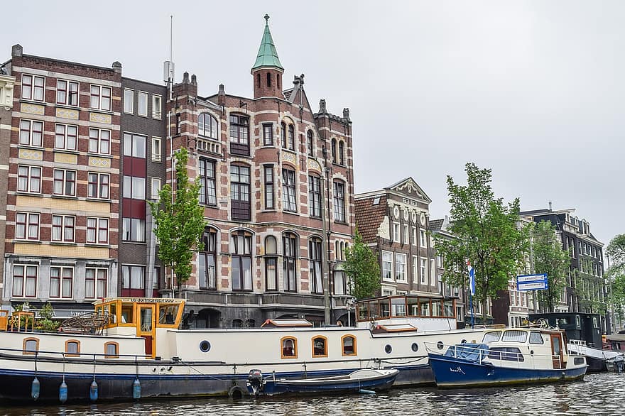 лодка, -лодка, река, канал, Амстердам, Холандия, вода