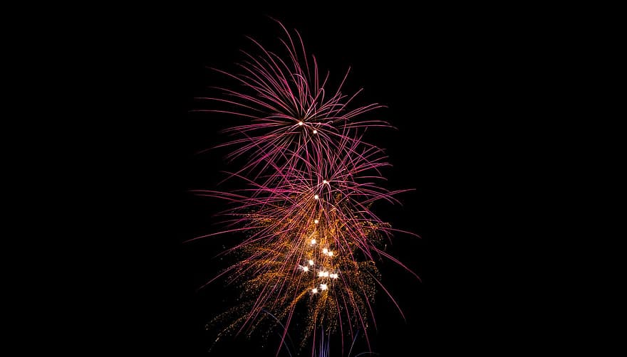 fuochi d'artificio, scintille, notte, esplosione, splendore, sera, festa, divertimento, che esplode, celebrazione, fuoco