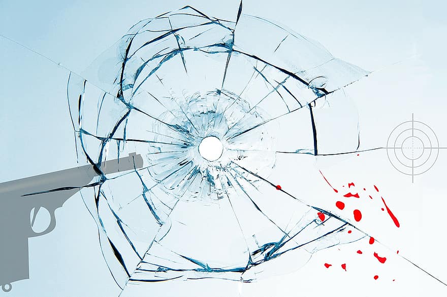 Glass, Bullet, Blood, Shot, Bullet Hole, Injury, Crime, Disc, Fragmented, Broken, Window