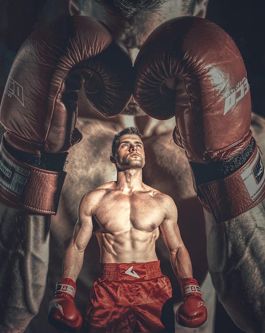 Férfi, bokszoló, kesztyű, doboz, harc, Sport