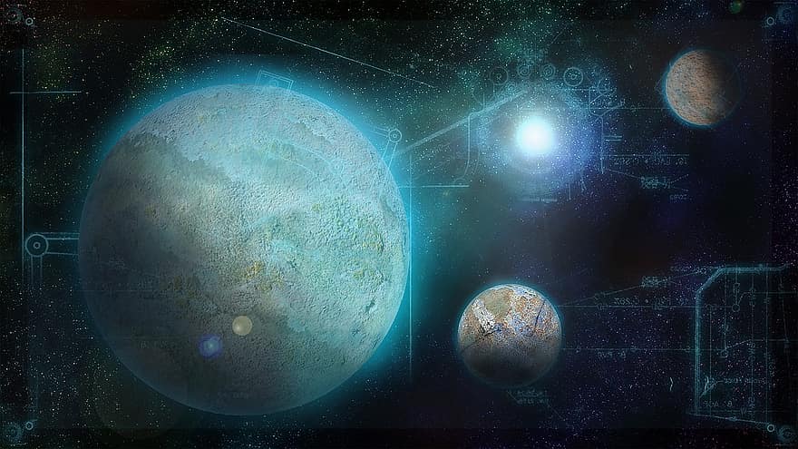 toekomst, ruimte, technologie, planeet, universum, wetenschap, zon, wereldbol, maan, sci fi