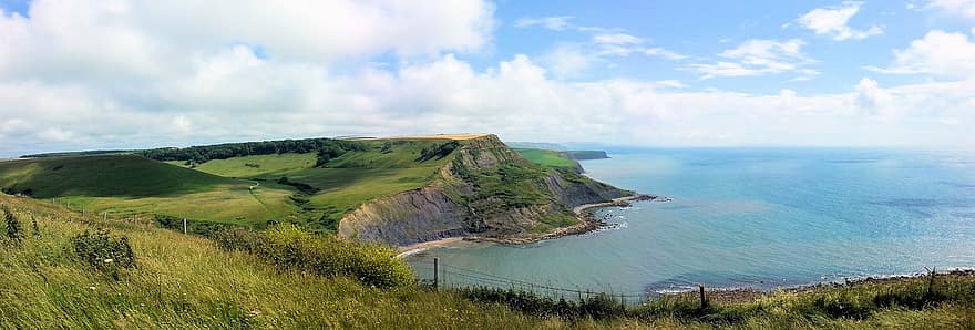 Dorset, ilha, costa, Inglaterra, mar, natureza, panorama