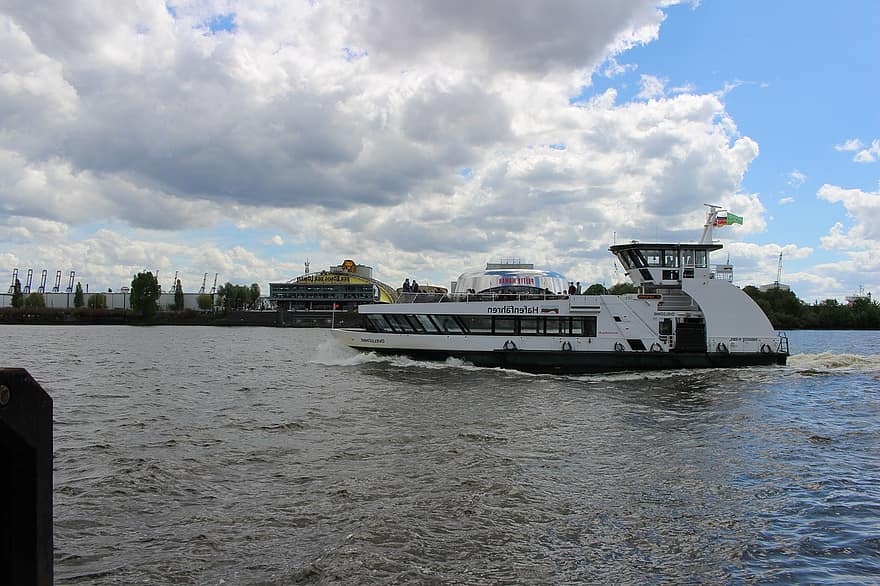 порт, Elbe Ferry, Эльба, гамбург, музыкальный, воды, морское судно, транспорт, Перевозка, вид транспорта, синий