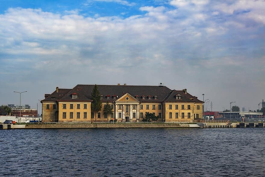 Gdańsk, agência dos Correios, mar, arquitetura, agua, lugar famoso, viagem, verão, paisagem urbana, estrutura construída, turismo