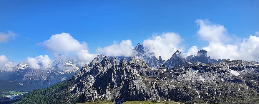 alpine, Dolomieten, bergen, panorama, Nationaal Park, top, natuur, landschap, hemel, wolken, spoor