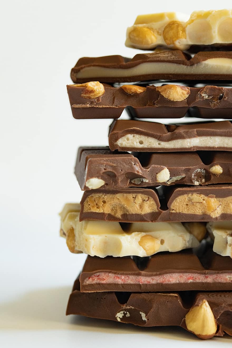 шоколад, орешки, свая, молочный шоколад, плитка шоколада, белый шоколад, питание, Десерт, милая, вкусные, стек