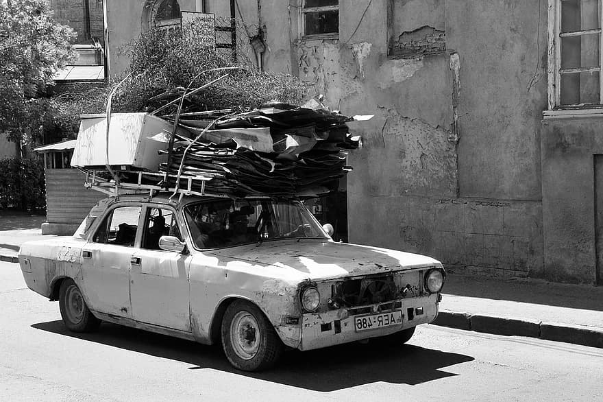 coche, transporte, antiguo, en blanco y negro, vendimia, vehículo, clásico, retro, nostalgia, basura, ruina