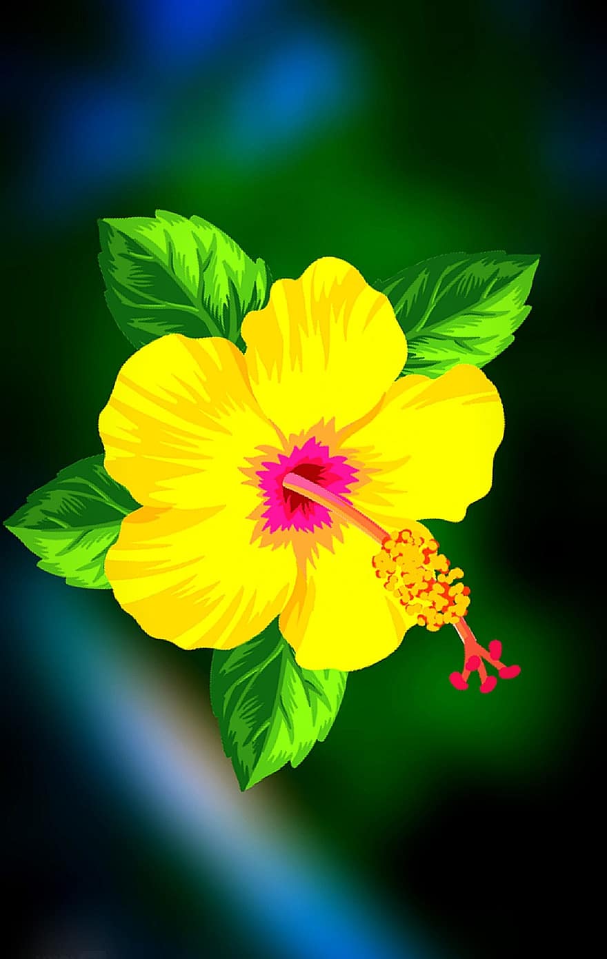 Hibiskus, Blume, Pflanze, Stempel, Staubblatt, Blütenblätter, gelbe Blume, blühen, Garten, Natur