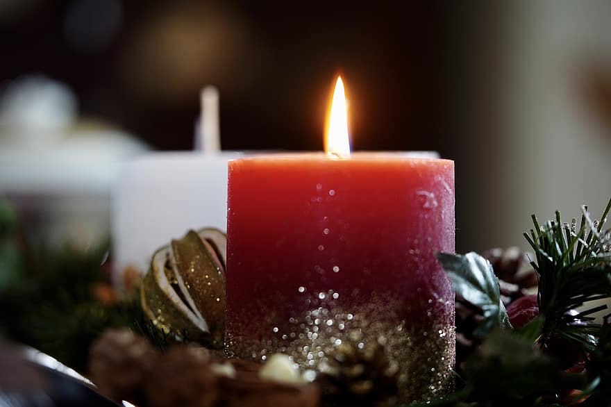 vela, luz de una vela, llama, ligero, brillante, adviento, Weinachten, tarjeta de Navidad, tiempo de Navidad, corona de Adviento, Navidad
