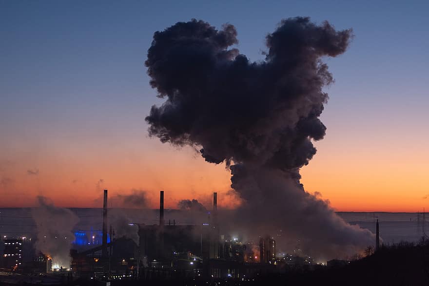 Power Plant, Smoke, Ruhr Area, Steam, Pollution, Heavy Industry, Industrial Plant, City, Urban, North Rhine Westphalia, Sunrise