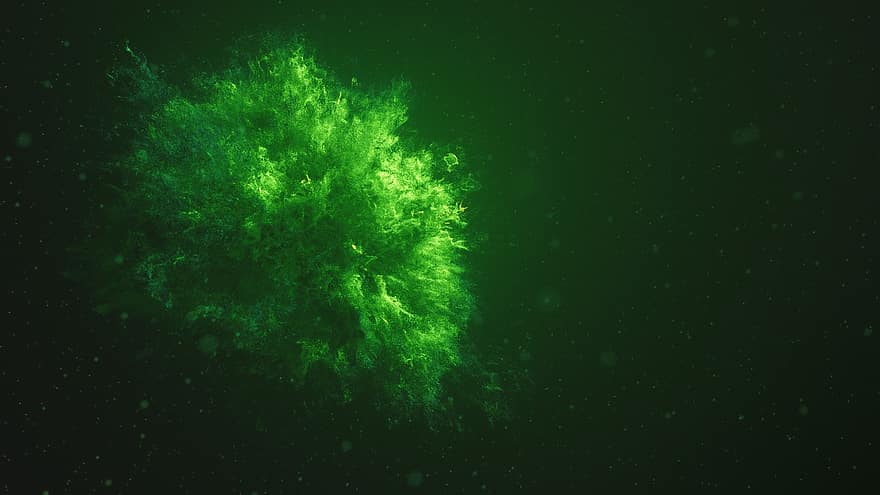 abstracció, profund, verd, esprai, fons de pantalla, explosió, algues, pols, sota l'aigua