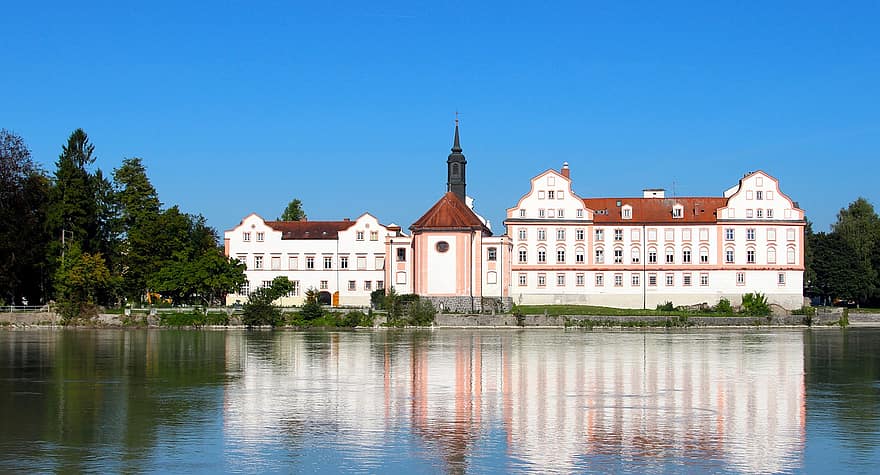 castello, natura, viaggio, turismo, neuhaus sono inn, flusso, monastero, Baviera, Locanda, Schärding, Germania