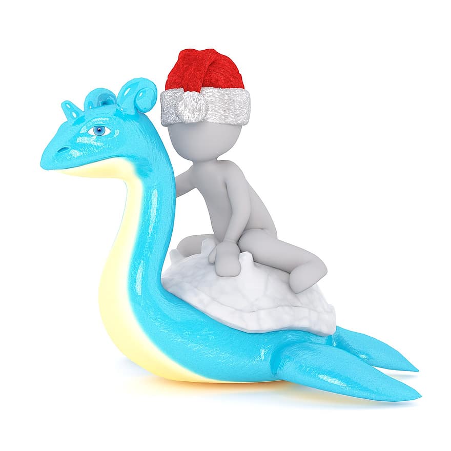 hombre blanco, modelo 3d, aislado, 3d, modelo, cuerpo completo, blanco, sombrero de Santa, Navidad, Sombrero de santa 3d, ocio