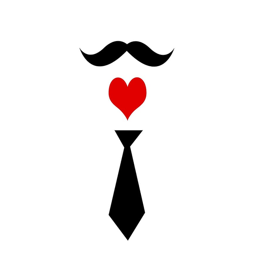 День батька, Папа, почуття, чорні вуса, вуса, краватка, Чорна краватка, елегантність, людина, серце, кохання