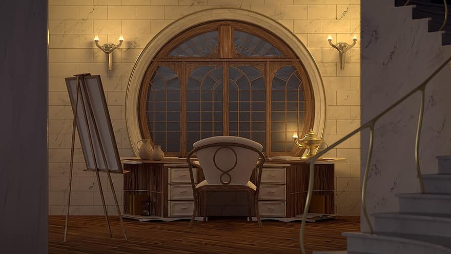 Cgi, The Interior Of The, Art Nouveau, 3d, Imagining, Interion Project