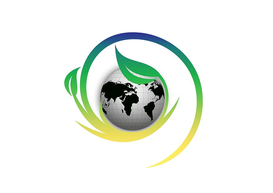jorden, globus, spiralformet, blad, beskyttelse, miljø, miljøbeskyttelse, logo, grafisk, naturbeskyttelse