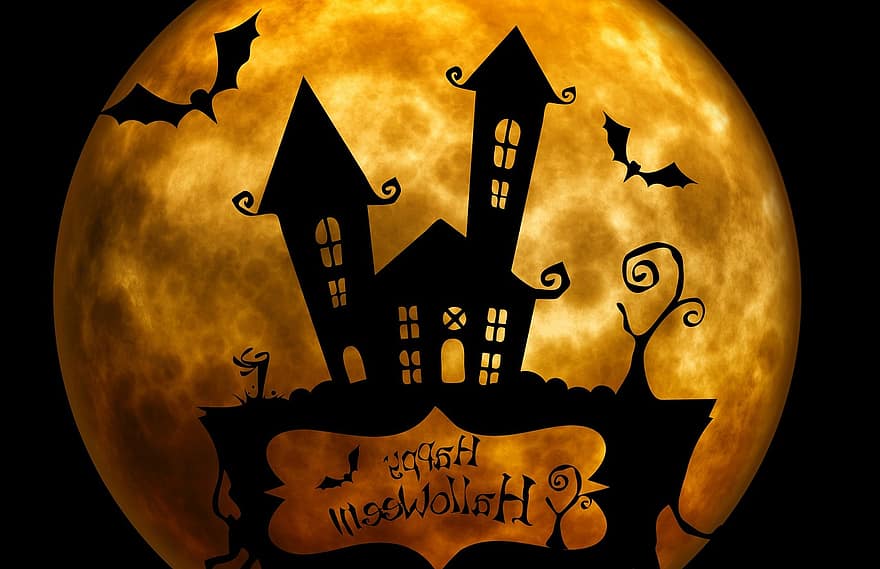 Halloween, bizarre, surréaliste, atmosphère, terrifiant, silhouette