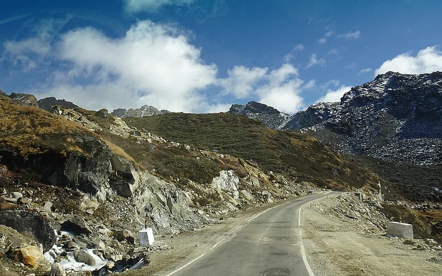 Bum La Pass, Straße, Berge, Rand, Hohe Höhe, Himalaya, Indo-tibetische Grenze, Tawang, Arunachal, Berg, Landschaft