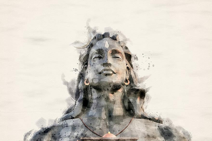 estatua, Shiva, pintura, Art º, hindú, Dios, meditación