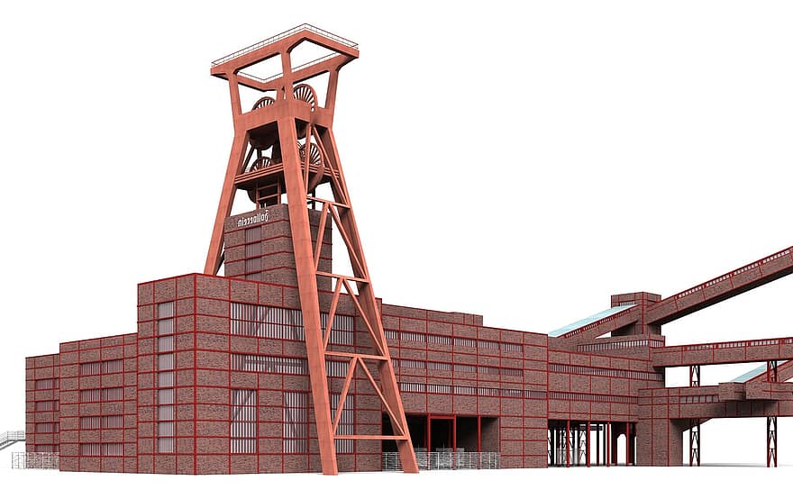 บิล, Zollverein, กิน, อาคาร, สถานที่น่าสนใจ, ในอดีต, นักท่องเที่ยว, เสน่ห์, หลักเขต, หน้าตึก, การท่องเที่ยว