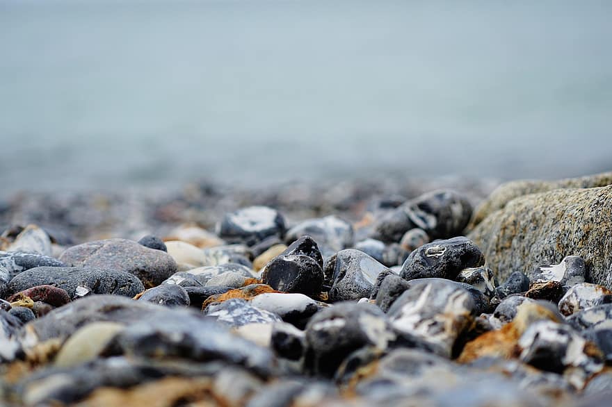 des pierres, plage, mer, mer Baltique, vagues, eau, paysage, fermer, caillou, pierre, littoral