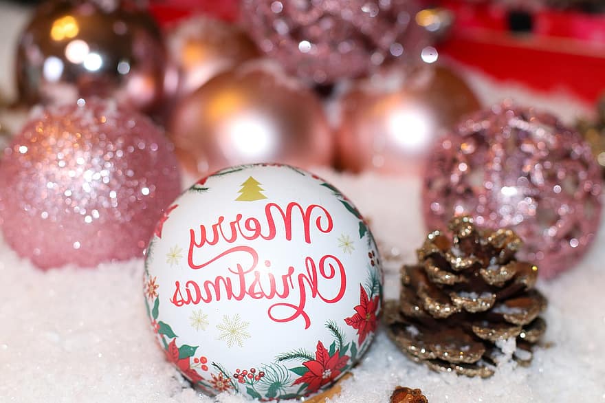 Kerstbal, kerstbal, ornament, bal, snuisterij, roze, glas, viering, kerst motief, kerst decoratie, vrolijk kerstfeest