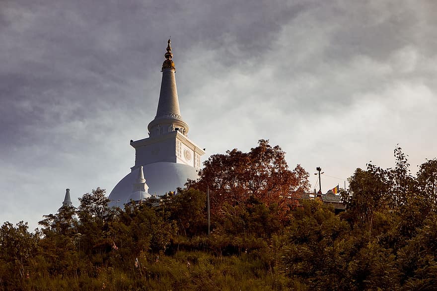 stupa, pagode, tempel, Siri Indaka Saman, buddhisme, buddhistiske tempel, religion, kultur, milepæl, arkitektur, mahamevnawa