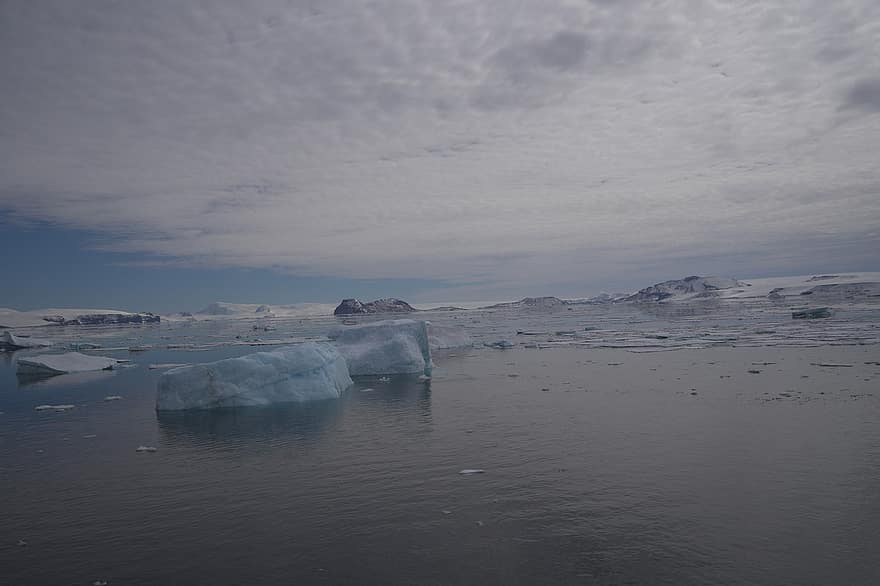 antarctica, iceberg, hivern, naturalesa, núvols, gel, neu, aigua, paisatge, àrtic, blau