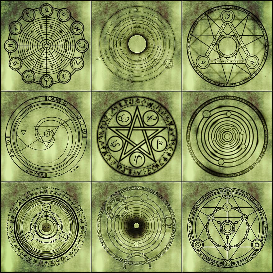 Pattern, Retro, Abstract, Decoration, Wallpaper, Alchemy, Magic, Wizard, Witch, Pagan, Wicca