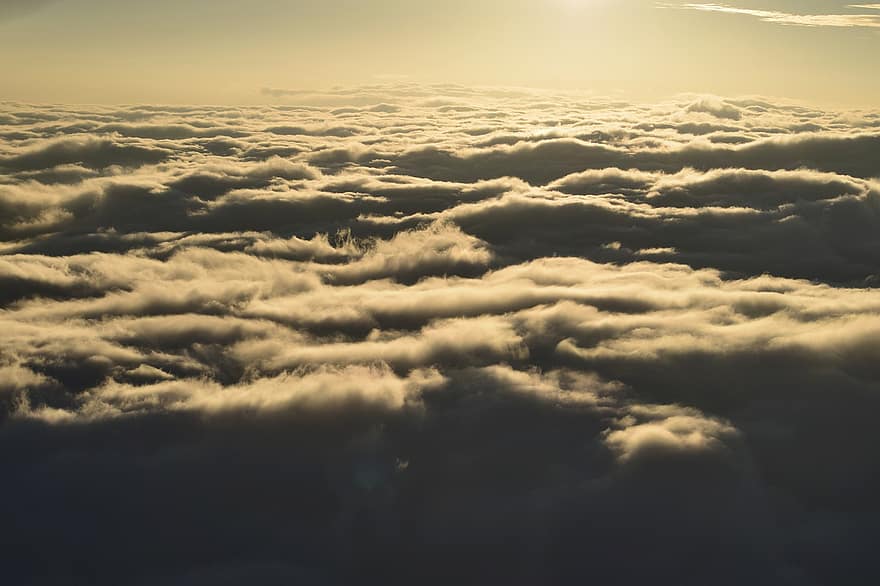 felhők, ég, köd, természet, Szikkim, India, napnyugta, kora reggel