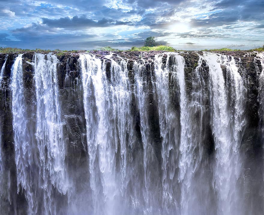 Cataratas Vitória, cachoeiras, penhasco, agua, névoa, montanha, desfiladeiro, profundo, abismo, rio, beleza
