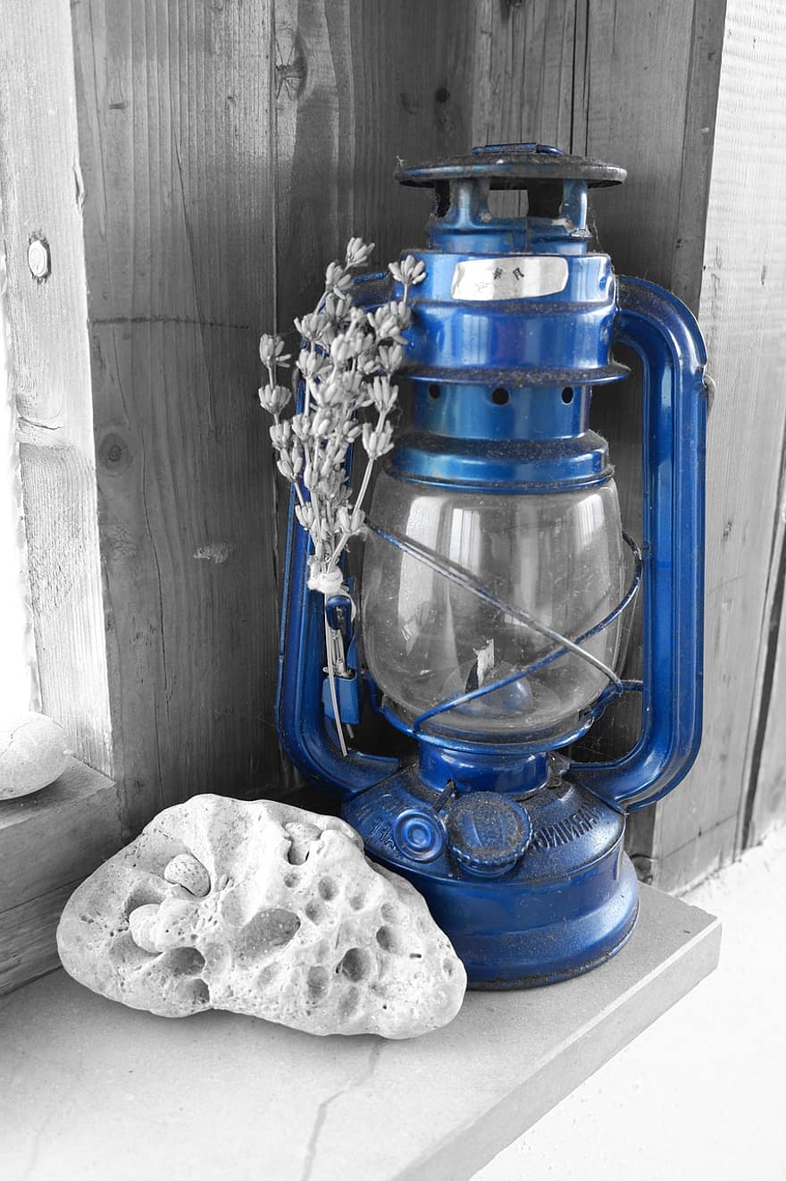 lanterna, blu, polveroso, vecchio, Vintage ▾, lavanda, roccia