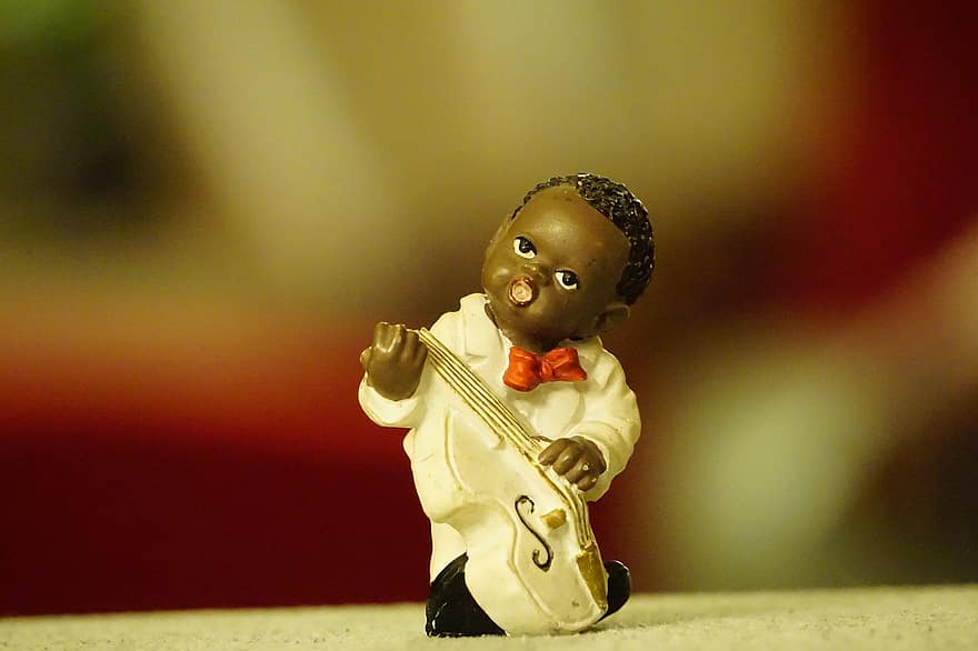 Músico de jazz, Figura de músico, juguete, músico, hombres, instrumento musical, solo objeto, pequeña, guitarra, de cerca, jugando