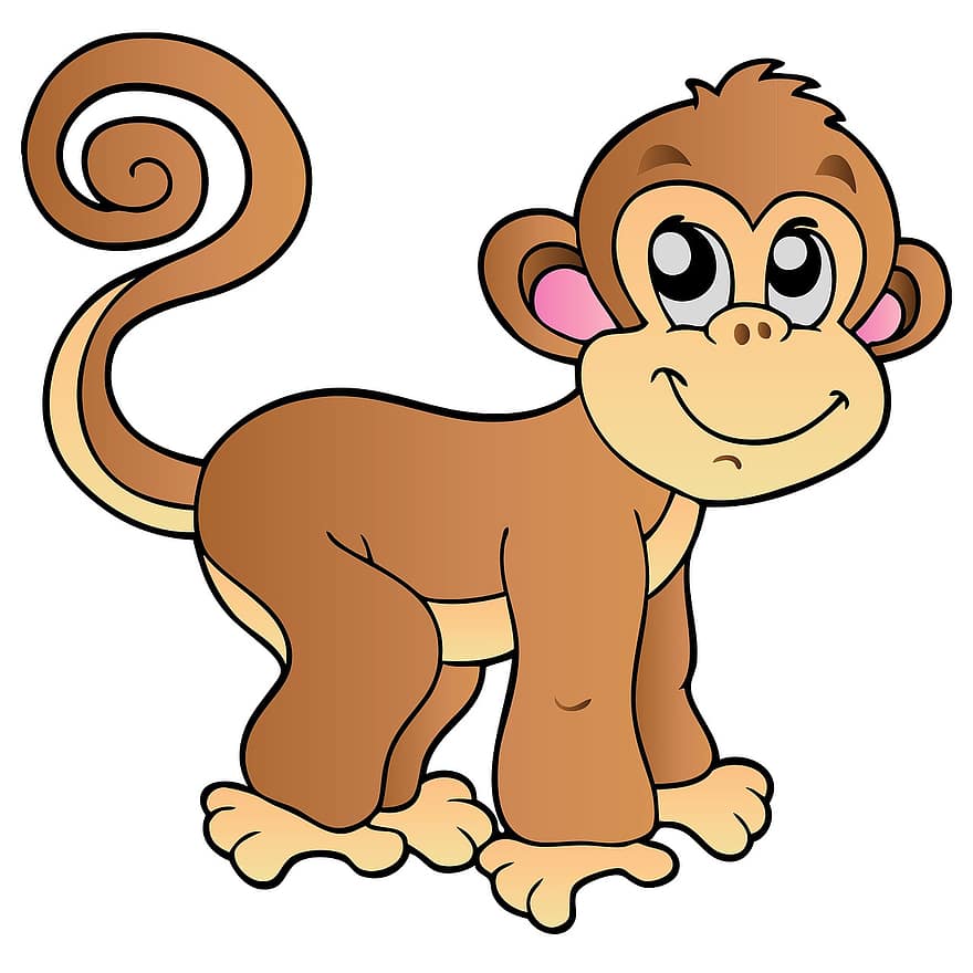 원숭이, 아가, 만화, 동물, 아기 원숭이, 만화 원숭이, 만화 동물, 동물 그림, 만화 그리기, 투명한