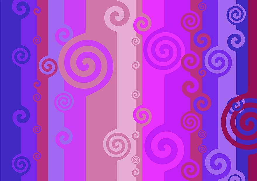 Ring, Kringel, Background, Abstract, Spirals, Pattern, Stripes, Pink, Red, Lilac, Purple