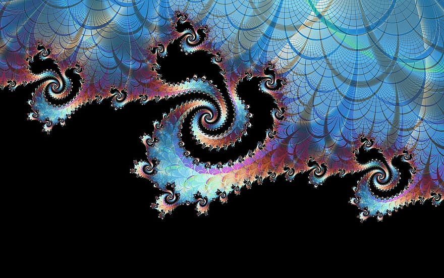 espiral, vortex, fractals, matemàtiques, resum, art, iridescent, fons de pantalla, fons, patró, disseny
