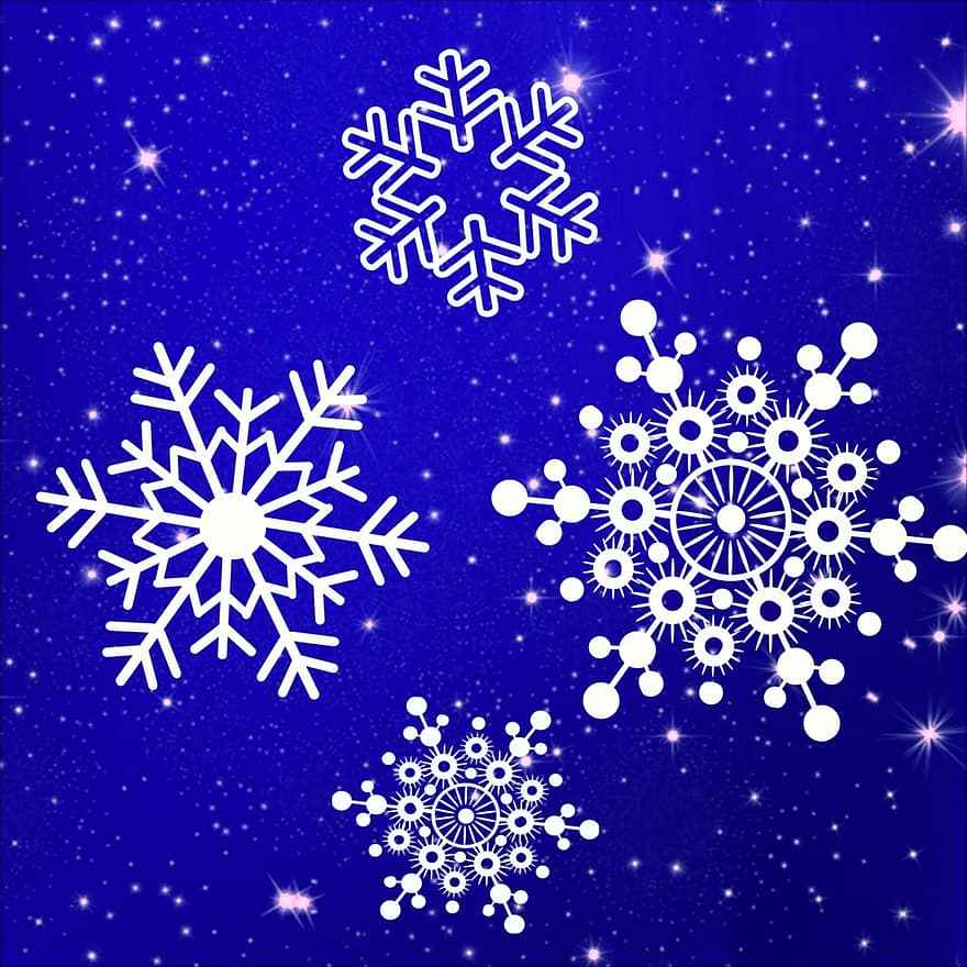 snöflingor, flaga, snö, kall, frost, vinter-, jul