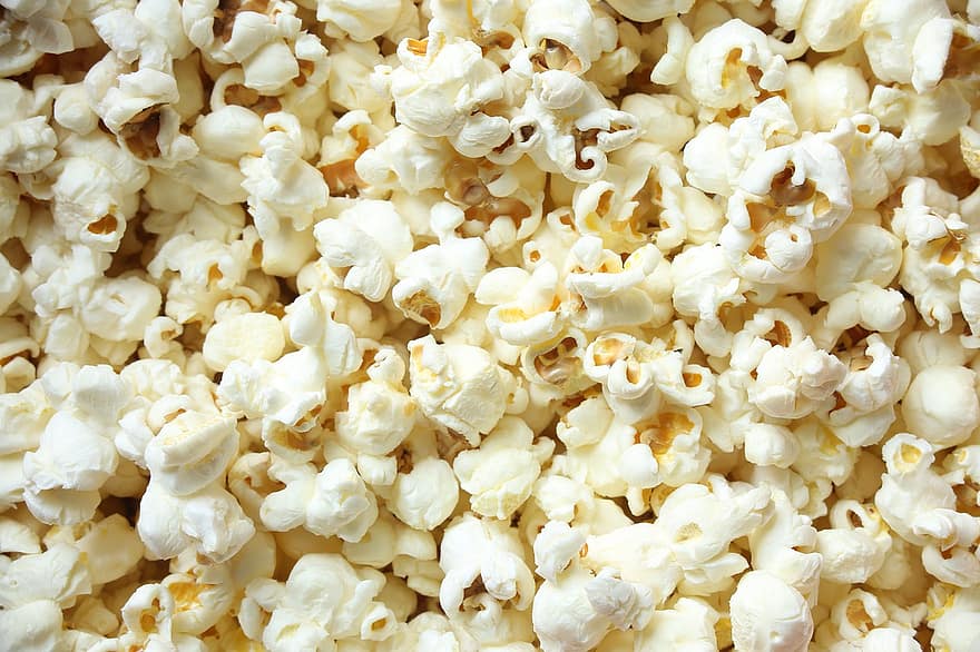 popcorn, kino, spise, mat, matbit, velsmakende, korn, bakgrunn, nærbilde, film, friskhet